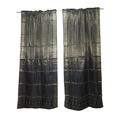 Mogul Interior - 2 Sari Curtain Blue Rod Pocket Sari Curtain/Drape/Panel 96x44 - Curtains