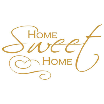 Decal Vinyl Wall Sticker Home Sweet Home Quote, Gold