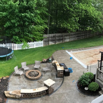 Deck, fire pit & pool with auto-cover