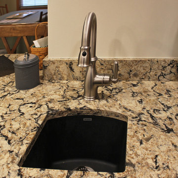 Traditional Kitchen with Quartz Countertop, Window Seat and Coffee Bar