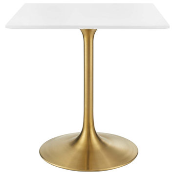 Lippa 28" Square Wood Top Dining Table in Gold White