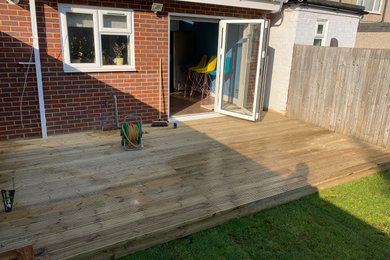 Decking, turfing and flowerbed installation in Hayes, West London