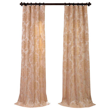Magdelena Champagne Faux Silk Jacquard Curtain Single Panel, 50"x96"