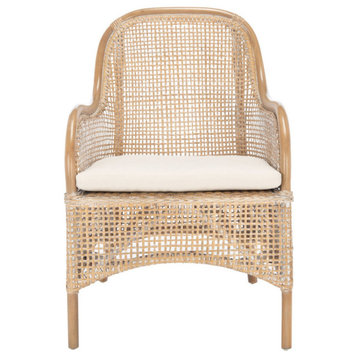 Livie Rattan Accent Chair With Cushion Gray Whitewash/White