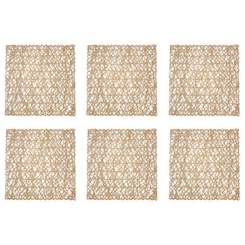 DII Taupe Woven Paper Square Placemat, Set of 6
