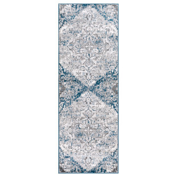 Monte Carlo MNC-2318 Traditional Gray/Blue 2'7"x7'3" Area Rug