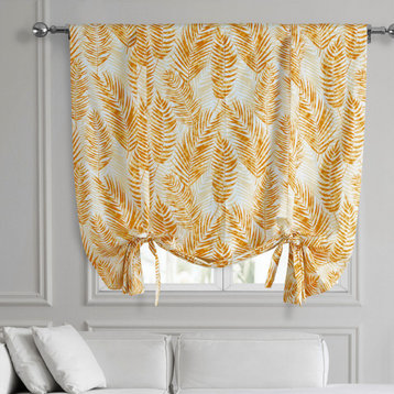 Kupala Eternal Gold Printed Cotton Tie-Up Window Shade Single Panel, 46W x 63L