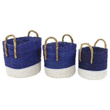 Coastal Blue Seagrass Storage Basket Set 35972