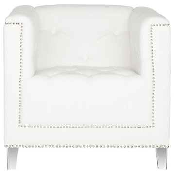 Safavieh Hollywood Glam Club Chair, White, Clear