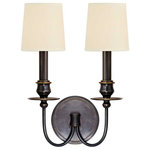Hudson Valley Lighting - Cohasset, Two Light Wall Sconce, Old Bronze Finish, Cream Shade - Slender arms, sveltely curved, simplify this colonial classic. Cohasset's sensual form is welcome flair for an otherwise understated interior. As Old World refinement adapted to the new frontier, Cohasset transposes a treasured look to today's less rigidly traditional interiors.