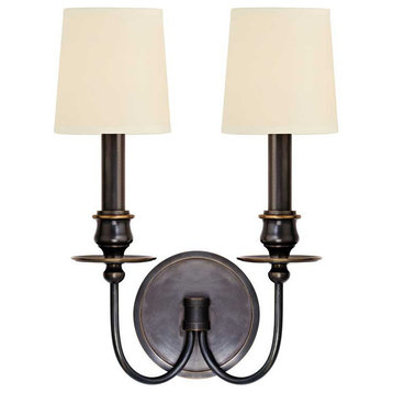 Cohasset, Two Light Wall Sconce, Old Bronze Finish, Cream Shade