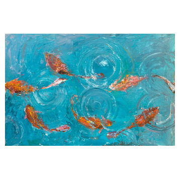 KOI POND Contemporary Fine Art Gallery Wrapped on Giclee Canvas, 30"x40"