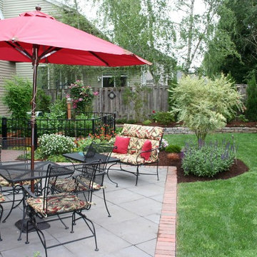 AFTER: main patio features diagonal pavers with holland border