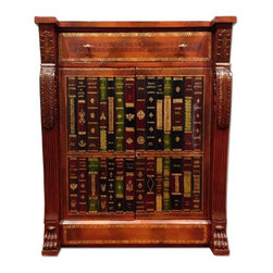 Maitland Smith Leather Wrapped Cabinet With Antique Book Facade - Bookcases