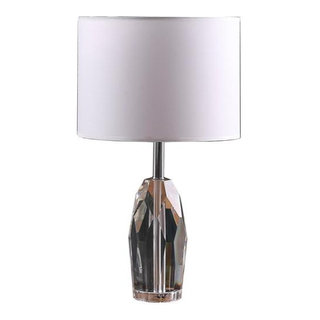19" Dodecahedron Solid Crystal Prism Table Lamp in Chrome Silver Metal -  Transitional - Table Lamps - by Homesquare | Houzz