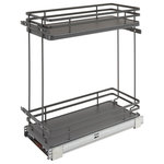 Rev-A-Shelf - Two-Tier Sold Surface Pull Out Organizers With Soft Close, Gray, 10.5" - Bring the elegance with this chic design into your home with the Rev-A-Shelf 5322 Series designed for frameless (full-access) cabinets. This Two-Tier Base Organizer combines clean lines, modern flat wire accents, and beautiful Orion Gray finish creates a striking piece of organizational technology. Features patented door mount brackets, Blum soft-close slides system and heavy duty construction.