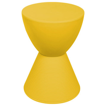 Leisuremod Boyd Modern Plastic Round Side End Table, Yellow