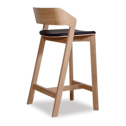 Merano Natural Oak Bar Stool w Black Pad by Alex Gufler for TON - Bar Stools And Counter Stools