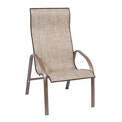 Homecrest Palm Bay High Back Dining Chair - Kamali Limestone - Outdoor Dining Chairs