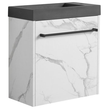 BNK Single Sink Bathroom Vanity with Soft Close Door and 2 Right Side Shelves, Cwb, 20 Inch