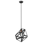 Acclaim Lighting - Acclaim Hedron 18.25" 1 Light Pendant, Matte Black - Elevate your space with the eye-catching Hedron. This funky pendant features an asymmetrical, open geometric iron shade. It is available in two sizes and in two finish combinations; black with a copper socket and white with a gold socket.