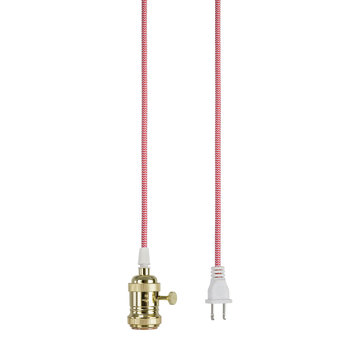 21007-2, 1-Light Plug-in Hanging Socket Pendant Fixture, Polished Brass Socket