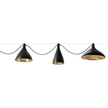 Pablo Designs Swell Pendant Light, Matte Black and Brass, Modular Set of 3