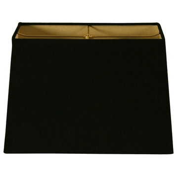 Rectangle Hard Back Lamp Shade, Linen Beige, Black, (6x12)x(8x14)x10