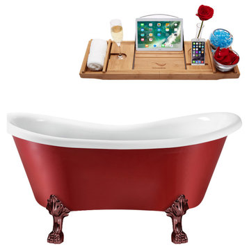 62" Streamline N1021ORB-IN-WH Clawfoot Tub and Tray With Internal Drain