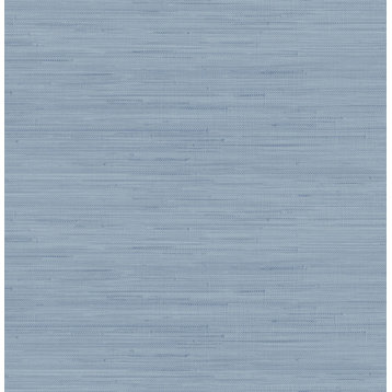 Mineral Blue Classic Faux Grasscloth Peel & Stick Wallpaper, Bolt
