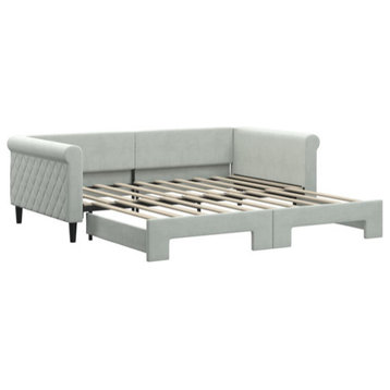 vidaXL Day Bed Sleeper Sofa Bed with Trundle Light Gray 39.4"x74.8" Velvet