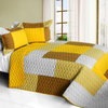 Crazy Boxes - B 3PC Cotton Vermicelli-Quilted Patchwork Geometric Quilt Set-Full