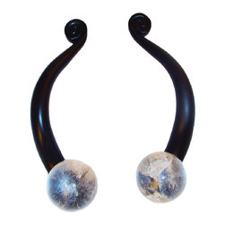 Myterra Gemstone Hardware - Gemstone 4" Cabinet Pull, Transparent Crystal Quartz Sphere - Cabinet And Drawer Handle Pulls