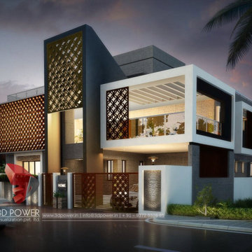 Creatively designed villa with unique elevation.