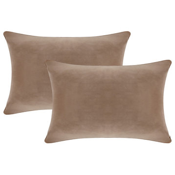 A1HC Soft Velvet Pillow Covers, YKK Zipper, Set of 2, Brown Derby, 12"x20"