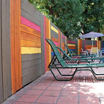Unique Painted Wood Privacy Fence--Side View