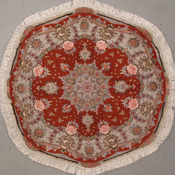 Round Persian Tabriz rug 3'4 diameter - Area Rugs
