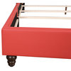 Julie Tufted Upholstered Low Profile Full Panel Bed, Red