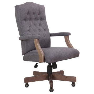 Pemberly Row Modern Rustic Executive Swivel Chair in Slate Gray