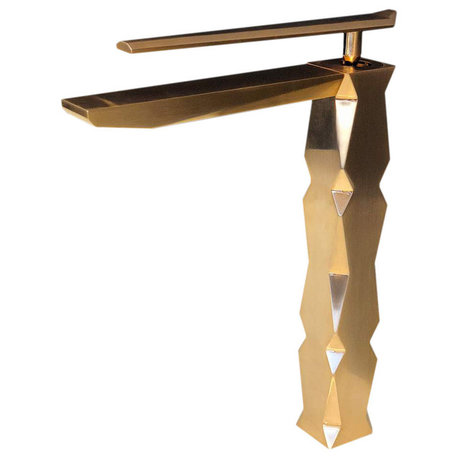 Ikon Luxury Vessel Sink Faucet, Brushed Gold, Without pop-up drain