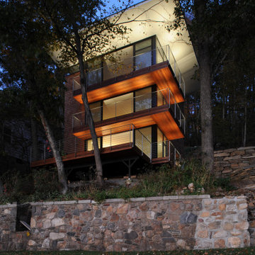 Contemporary Lakefront Shingle Style Vacation Home With Wraparound Decking