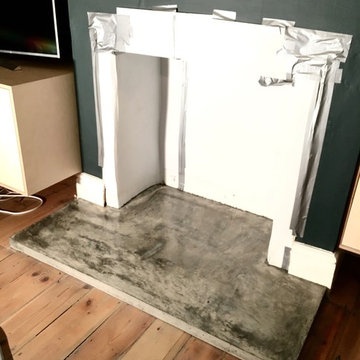 London, Woolwich, Polished Concrete Fire Hearth