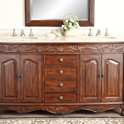 Adelina 63 inch Antique Double Bathroom Vanity Chestnut Finish - Bathroom Vanities And Sink Consoles