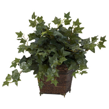 Puff Ivy w/Coiled Rope Planter Silk Plant