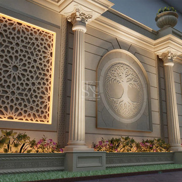 Boundary Wall Concept 1 - Boundary Wall Design - Stone Art By SKL