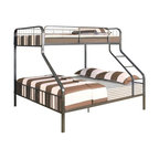 Pemberly Row Transitional Metal Twin XL Over Queen Bunk Bed in Gunmetal Gray