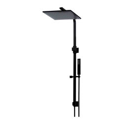 MEIR MATTE BLACK SQUARE COMBINATION SHOWER RAIL SKU: MZ0203 - Shower Heads and Body Sprays