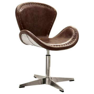 Acme Accent Chair with Swivel in Retro Brown and Aluminum 96554