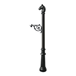 Ornate Base and Pineapple Finial Qualarc LPST-703-E1-BL Lewiston Aluminum Post Mailbox System with Support Brace Mounting Plate Black Economy Mailbox