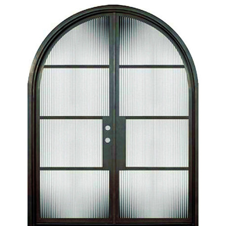 72''x96'' Wrought Iron Entry French Door With Double LOW-E Glass, Right Hand